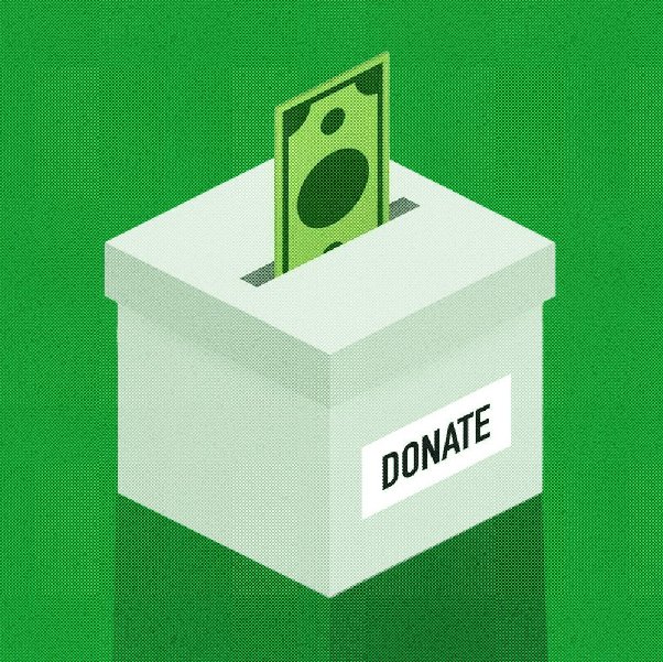 Ballot box with a donate slot — fund the drive
